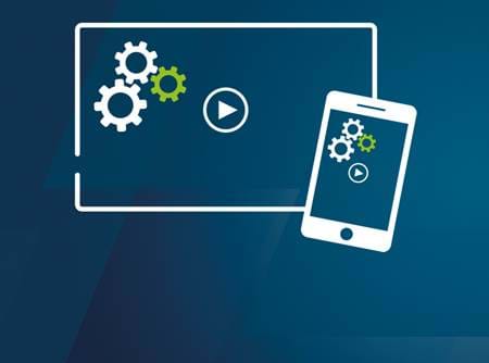 Leitfäden und Tutorials zur Geräteanimation auf blauem Hintergrund